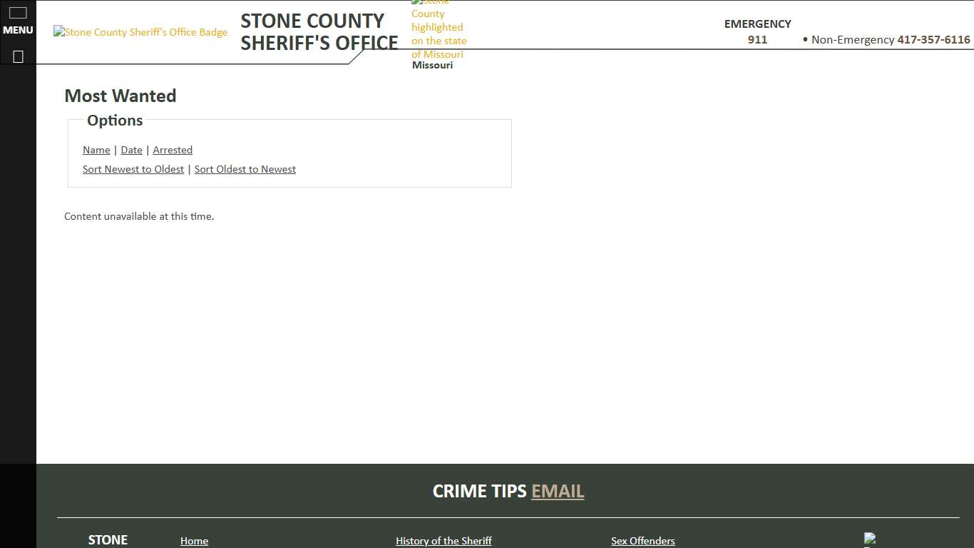 Most Wanted - Sorting by Posting Date - Descending - Page 1 - Stone County Sheriff MO